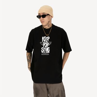 KeepPopStyle新款“律动POP”潮牌嘻哈短袖黑白街舞小领口不变形
