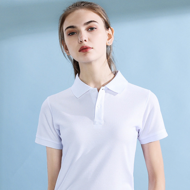 包邮翻领T恤女员工服短袖纯色工装 夏季工作服印logo工衣POLO衫潮