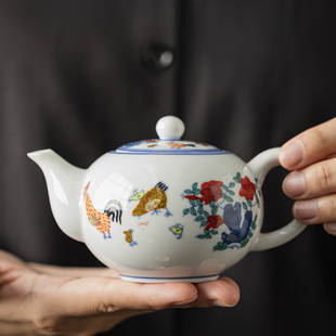 小单壶家用陶瓷过滤花茶冲茶器 成化斗彩鸡缸杯泡茶壶功夫茶具套装