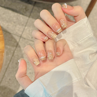 【暮光曲调】法式手绘蝴蝶结珍珠小花高级感纯手工穿戴甲成品美甲