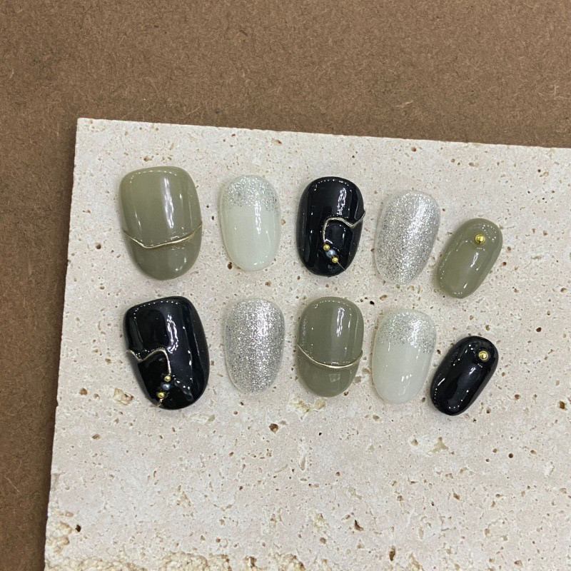 [极简主义]春季新款简约百搭显白纯手工穿戴甲贴片可拆卸重复使用