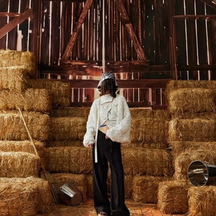 草垛 草墩 方形圆形草垛子农家乐稻草装饰草垛凳子拍摄道具干稻草