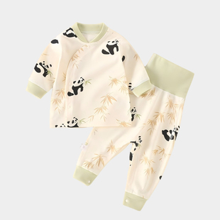 春秋纯棉a类打底秋衣秋裤 品牌折扣店宝高腰套装 套装 三折专柜