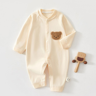 睡衣秋季 品牌折扣店新生婴儿春秋纯棉无骨长袖 连体衣 三折专柜