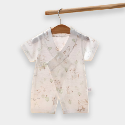 【三折专柜】品牌折扣店2025春季新款短袖连体衣新生宝宝纯棉衣服