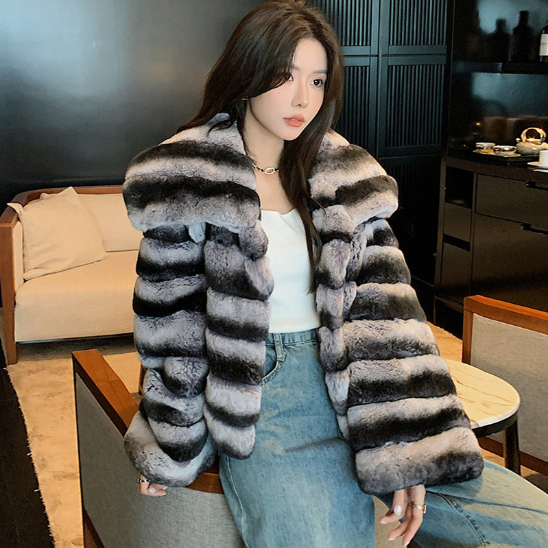 獭兔毛皮草外套女短款天使之翼