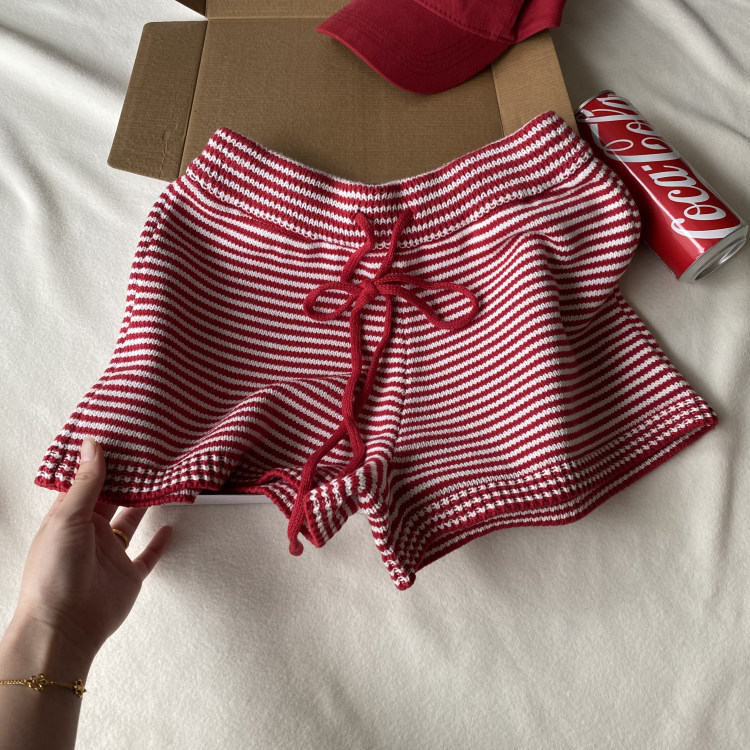 2026新款夏季爆款外穿休闲修身显瘦运动高级感条纹针织短裤女