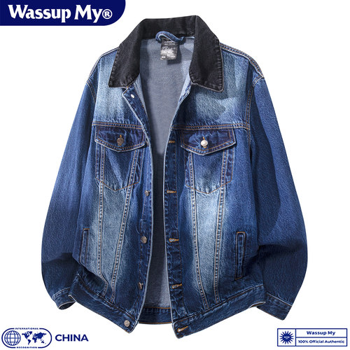 美式复古纯棉工装牛仔外套男潮流