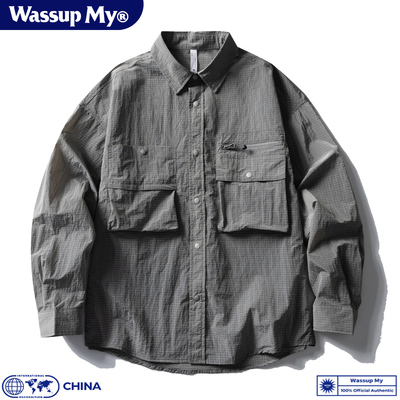 山系复古工装大口袋长袖衬衫男潮