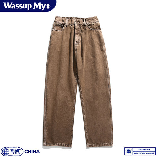 美式潮牌纯棉水洗直筒休闲工装裤