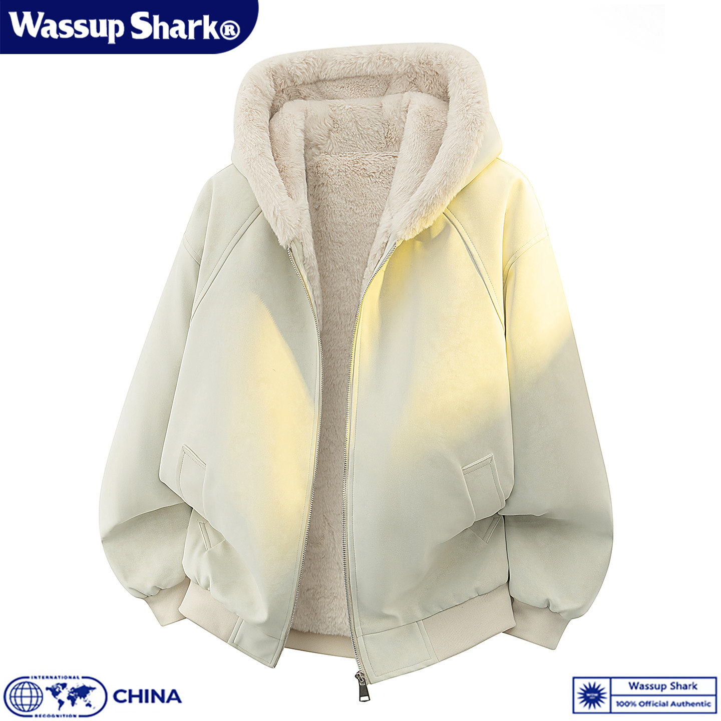 Wassup Shark美式荔枝皮座山雕毛领连帽棉衣男女冬季加绒保暖外套,男装,夹克,淘宝优惠券,粉丝福利购,淘宝优惠卷