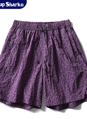 Wassup Shark美式迷彩豹纹短裤男夏季冰丝速干休闲宽松沙滩五分裤