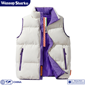 户外加厚保暖羽绒棉服无袖 Wassup Shark潮牌马甲男女情侣秋冬季