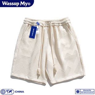 Wassup My日系短裤男夏季潮牌宽松休闲五分裤纯色篮球运动裤女