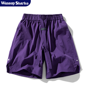 Wassup Shark潮牌冰感速干休闲短裤男夏季宽松百搭沙滩运动五分裤