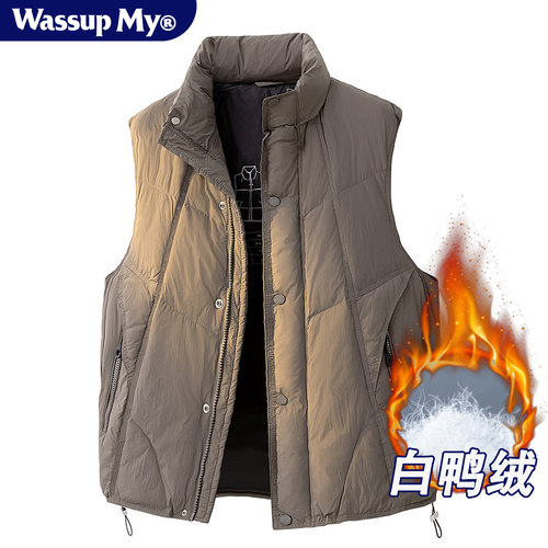 潮牌保暖羽绒服马甲男秋冬新款