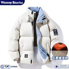 Wassup Shark潮牌石墨烯羽绒棉服男冬季新款青少年加厚保暖棉衣女
