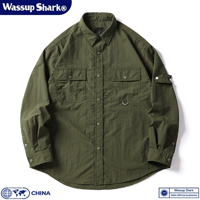 日系复古速干工装长袖衬衫男秋季