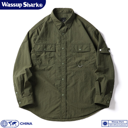 日系复古速干工装长袖衬衫男秋季