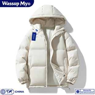 WASSUP MY连帽棉衣男女冬季加厚保暖羽绒棉服情侣面包服外套潮牌