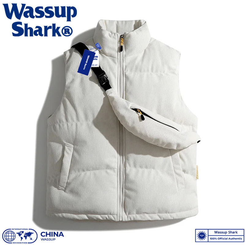 Wassup Shark羽绒棉马甲秋冬季男女情侣款外穿灯芯绒加厚保暖背心 男装 常规马甲 原图主图