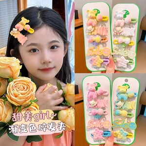 卡通爱心小熊发夹儿童萌趣可爱蝴蝶结碎发夹甜美公主前额刘海卡子