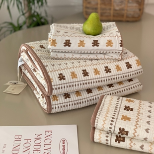 韩式双面纯棉绗缝夹棉床盖四件套可机洗全棉加厚防滑床单炕盖垫子