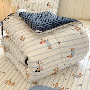 韩国全棉豆豆被可机洗卡通纯棉单双人春秋被加厚保暖冬被暖气房被