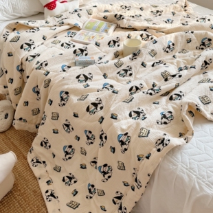 超软A类儿童全棉双层纱布夏被100纯棉小婴儿可水洗机洗空调被薄被