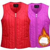 秋冬季 中老年人羽绒棉马甲女士保暖丝绵背心妈妈显瘦加厚内穿坎肩