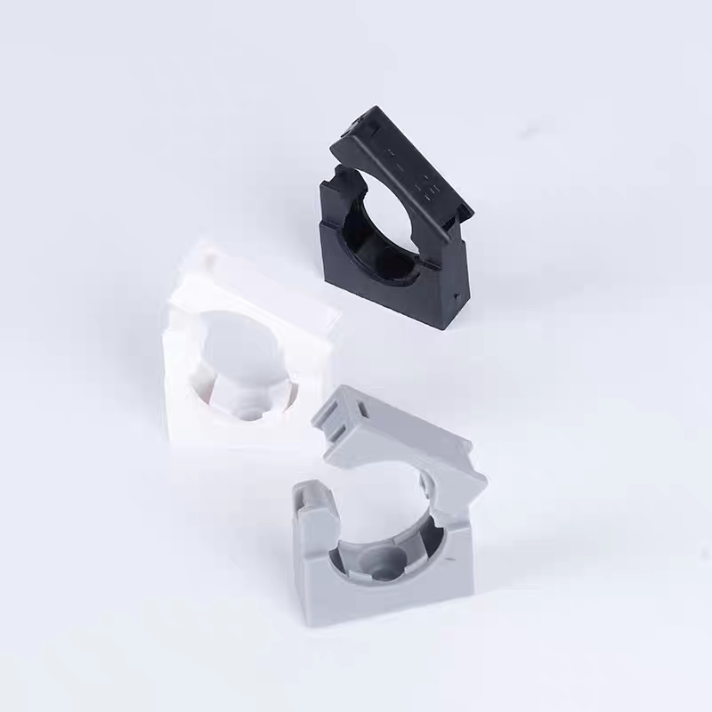 白色灰色PA尼龙PE塑料波纹管固定支架蛇皮软管卡扣夹子离墙管码图片
