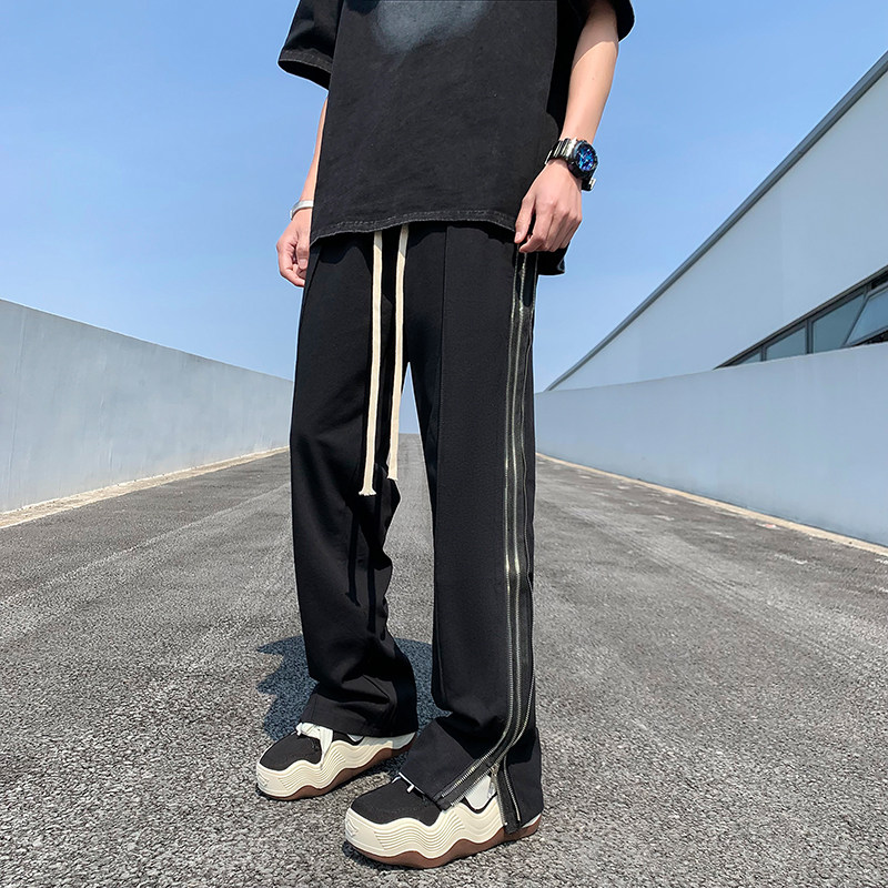 2024春夏潮流高街侧边拉链设计宽松休闲裤1003K89P65,男装休闲裤,星座1003