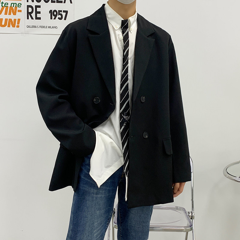 纯色基础双排扣宽松西服外套1003W109P85,男装西服,星座1003