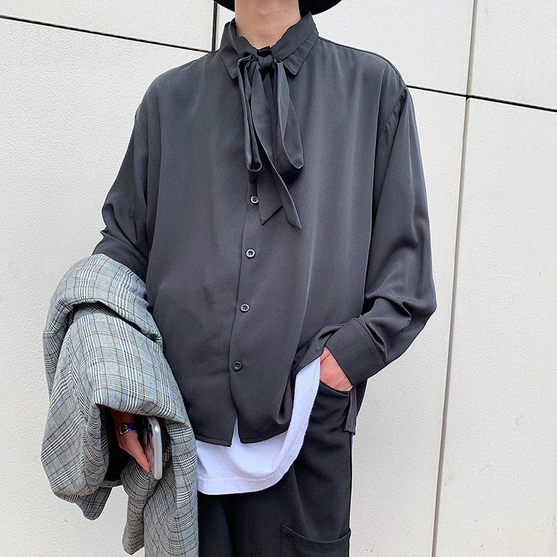 春装韩式潮流领带设计雪纺宽松长袖衬衫1003C1821P55,男装衬衫,星座1003