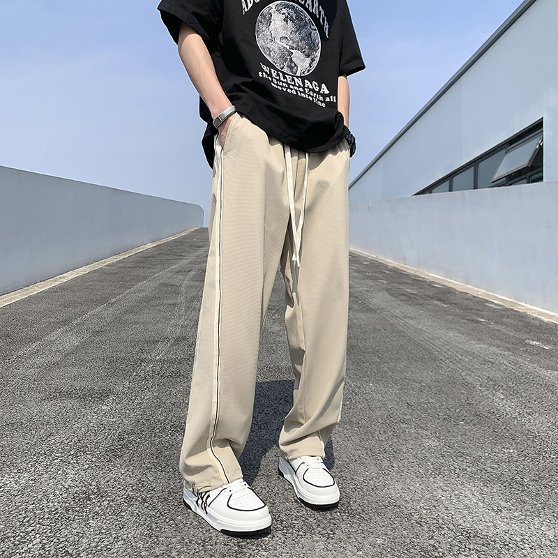 2024春夏新品薄款织带设计宽松直筒休闲裤1003K72P55,男装休闲裤,星座1003