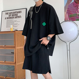 2024春夏新款高克重潮流纯色宽松休闲情侣套装1003TZ05P75，男装T恤，星座1003