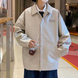 秋冬新款 1金属装饰质感鳄鱼纹翻领宽松皮衣夹克外套1003JK18P95图片