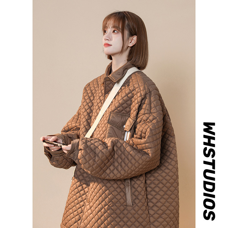 2024冬装三条杠设计加厚潮流菱格保暖棉服1003W606P105,男装棉衣,星座1003