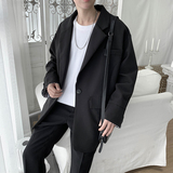 春夏袖口翻边黑色便服单西宽松休闲西装男韩上衣外套1003W1910P，男装西服，星座1003