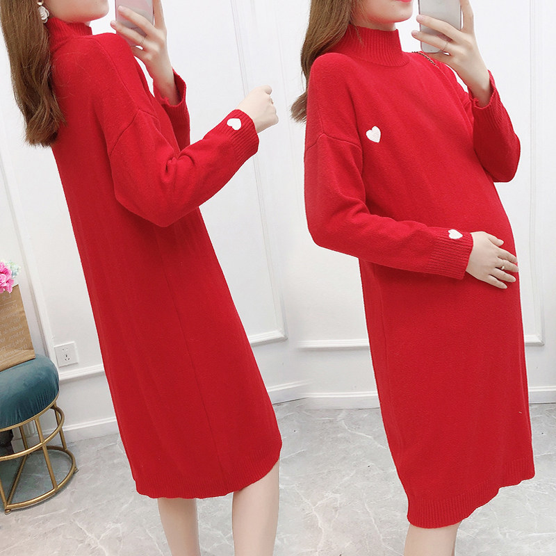 서양식 겨울옷 출산가을옷 패셔너블한 스웨터 중간기장 봄 가을 원피스 여성용 가을 겨울 상의