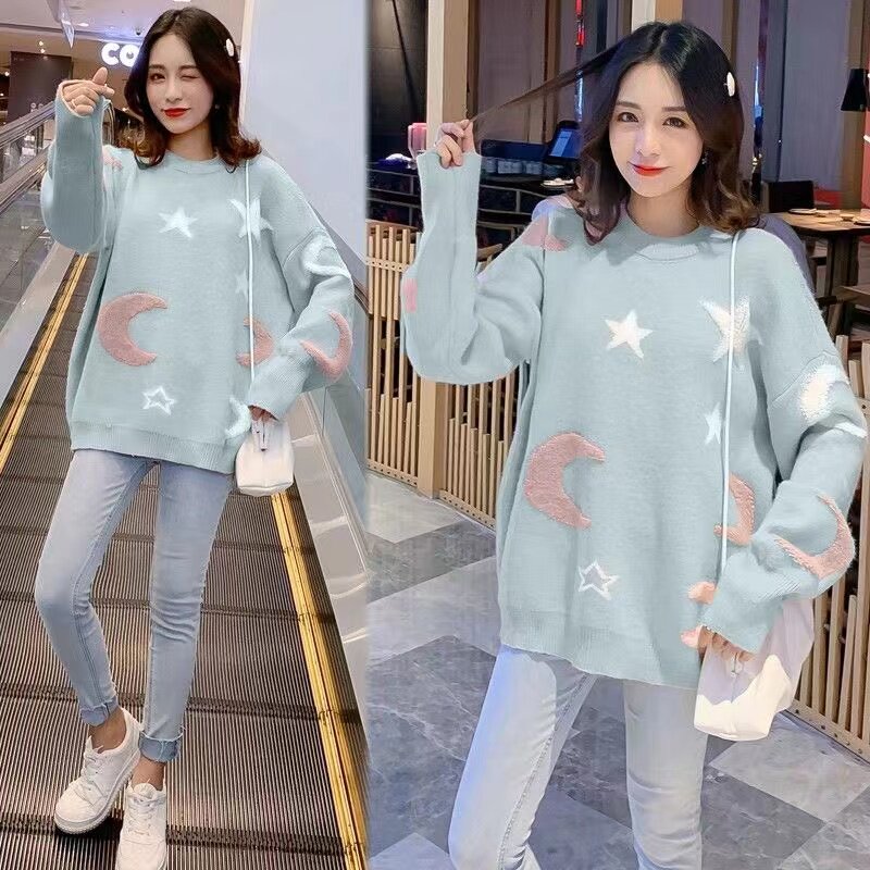 출산복 가을 겨울 신상 스웨터 슈트 2022 인터넷 연예인 출산복 니트 상의 두꺼운 겨울 바닥 셔츠
