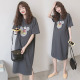夏装 大码 t恤裙2020辣妈时尚 孕妇装 款 印花过膝上衣宽松孕妇连衣裙