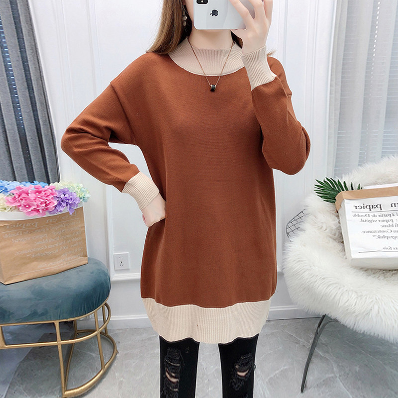 임부복 가을 정장 패셔너블한 가을 겨울 스웨터 중간 길이 야외 대형 상의 겨울 스웨터 재킷