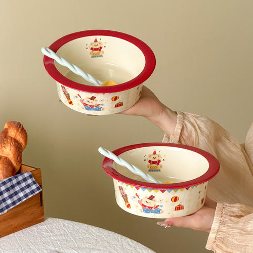 马戏团可爱泡面碗高颜值酸奶碗螺蛳粉汤碗水果沙拉碗陶瓷ins餐具