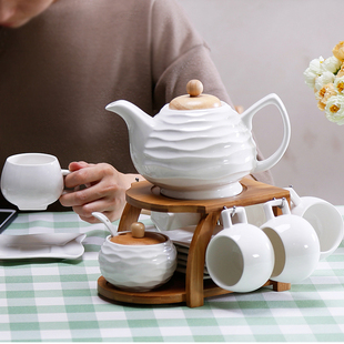 创意陶瓷咖啡杯套装 简约下午茶咖啡杯套具带碟带勺带架组合 欧式