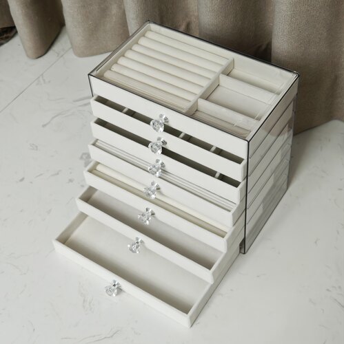 首饰收纳盒透明多层大容量戒指耳钉项链手镯美甲宿舍抽屉式饰品盒