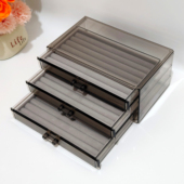 透灰色亚克力多层抽屉式 耳环耳钉项链戒指防氧化饰品盒 收纳盒新款