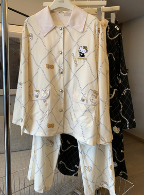 棉+莱赛尔春夏季女士卡通印花睡衣套装长袖家居服分体式两件套装