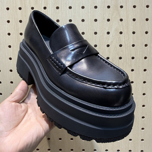 乐福单鞋 2026年新品 女英伦秋冬爆款 厚底高跟增高小皮鞋 胎牛皮 春款