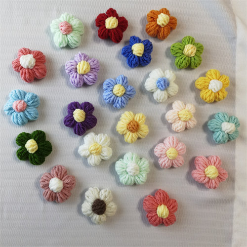 泡芙花可爱毛线花花装饰